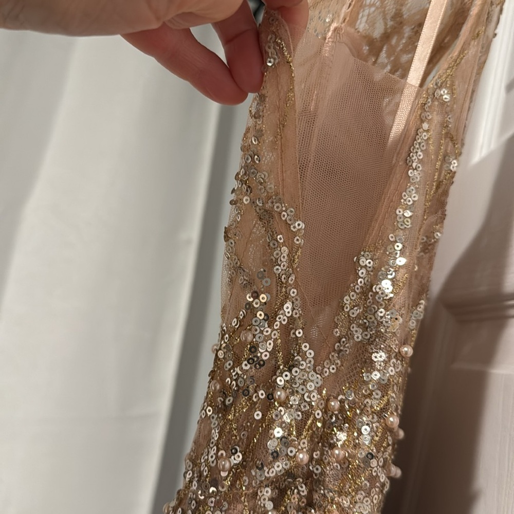 Champagne (pink), prom long dress. Worn once!! Size 13.
